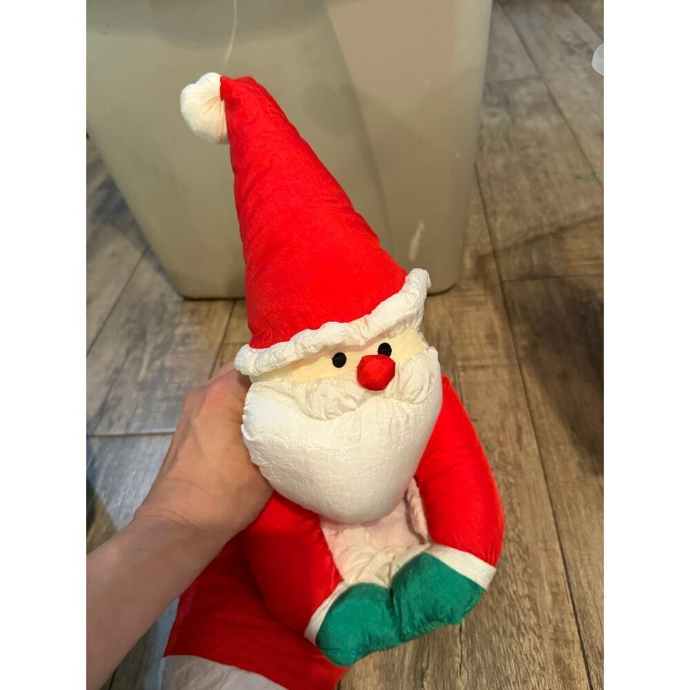 Vintage Dept 56 Nylon 3D Puffy Santa Claus Stocking Red